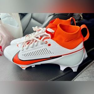 Nike Men's 7.5 Vapor Edge Pro 360 2 TB White Orange Football Cleats FJ1581-180